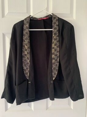 Pinkyotto Black Open Front Blazer with Beaded Trim